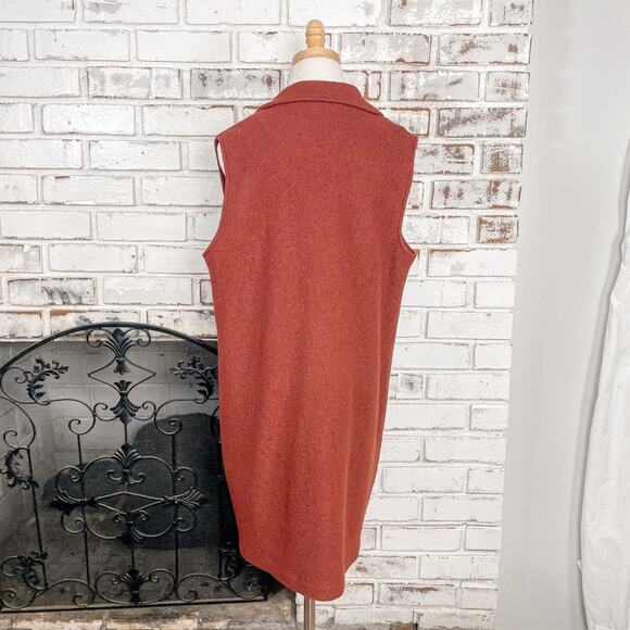 Cynthia Rowley Rust Burnt Orange Wool Blend Longline Duster Trench Vest M - Picture 7 of 10